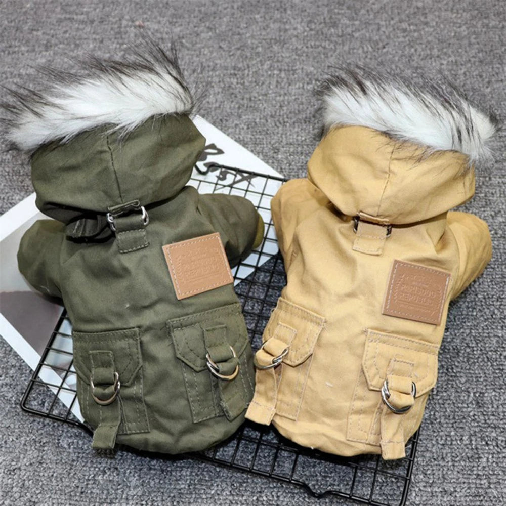 Pet Dog Jacket With Harness -Winter Heavy Hiking Coat- Dog Warm Hoodie Vest- Windproof Outdoor Jacket For Small Medium Large Dog