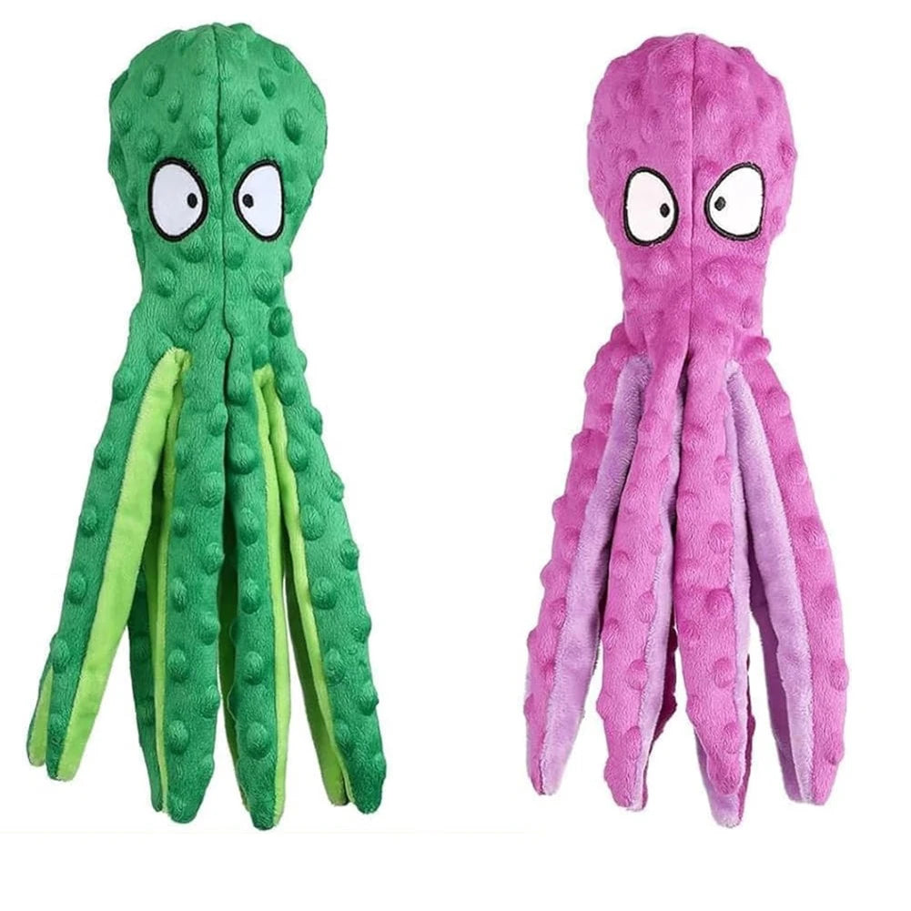 2 Pcs Octopus Dog Toy- No Stuffing Squeaky Plush Toy- Bite Resistant- Interactive Chew Toy for Small Medium Dogs-Dog Toys