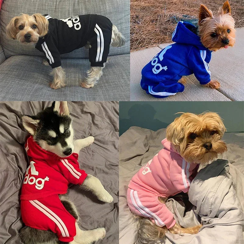 Adidog Dog 4 Leg Jumpsuit- Warm-Hoodies Sweatshirt- Sizes XS-2XL-Costumes/Apparel