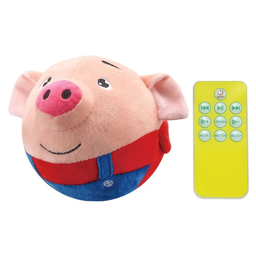 Cartoon Pig Active Moving Talking Pet Plush Toy- Washable Dog Ball- USB Rechargeable Interactive Dog Toy
