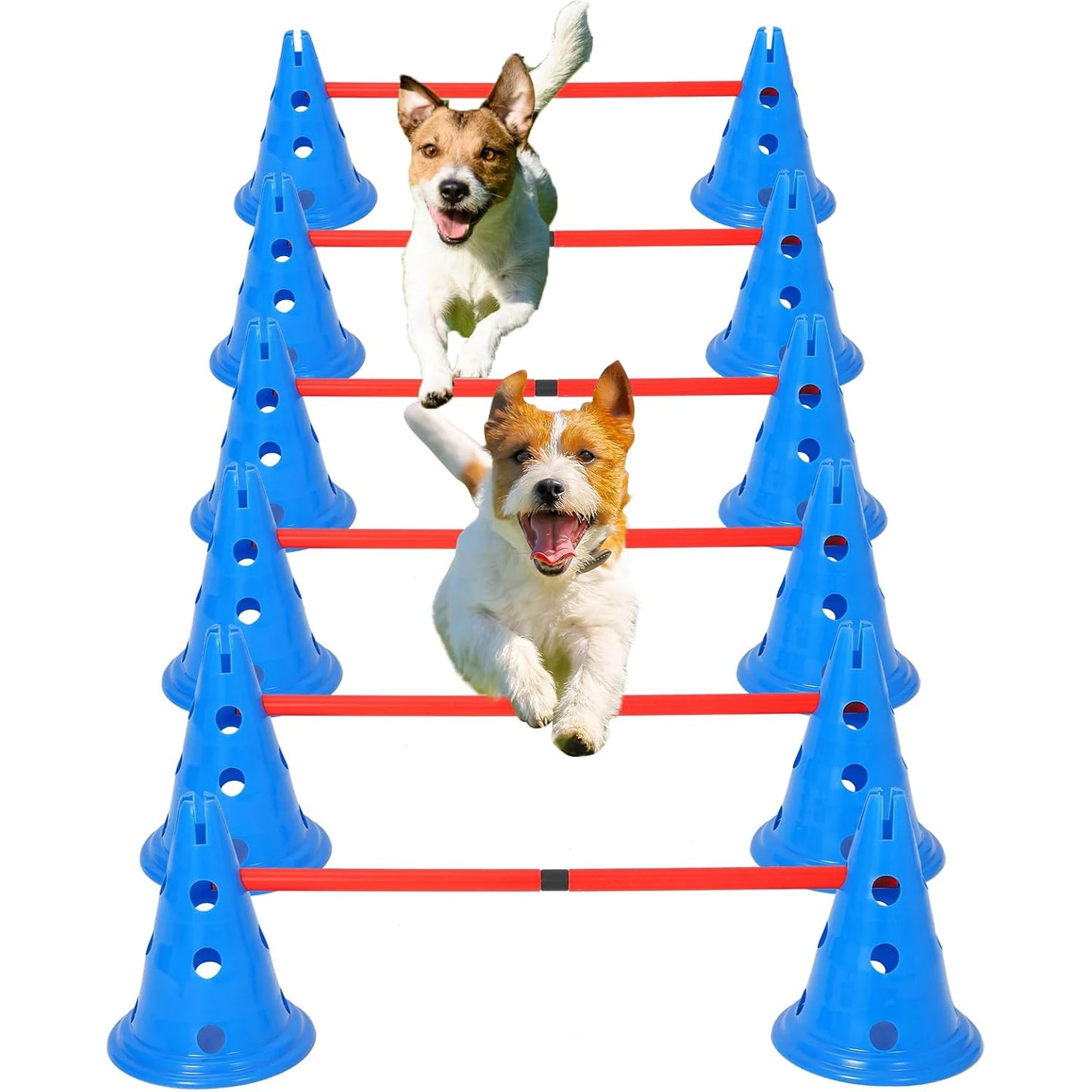 Dog Agility Hurdle Cone Set- Dog Agility Course- Backyard Set Includes 12 Agility Cones -6 Agility Rods Training Equipment