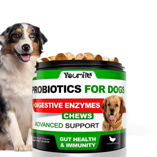 120 Chews Probiotics for Dogs-  - Relieve stomach sensitivity-for gut health- Digestive Remedies-Pet Supplements