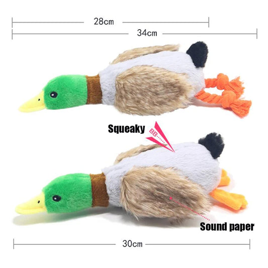 Cute Stuffed Squeaky Duck- Duck Sounds-Chew Rope- Clean Teeth- Dog Toys