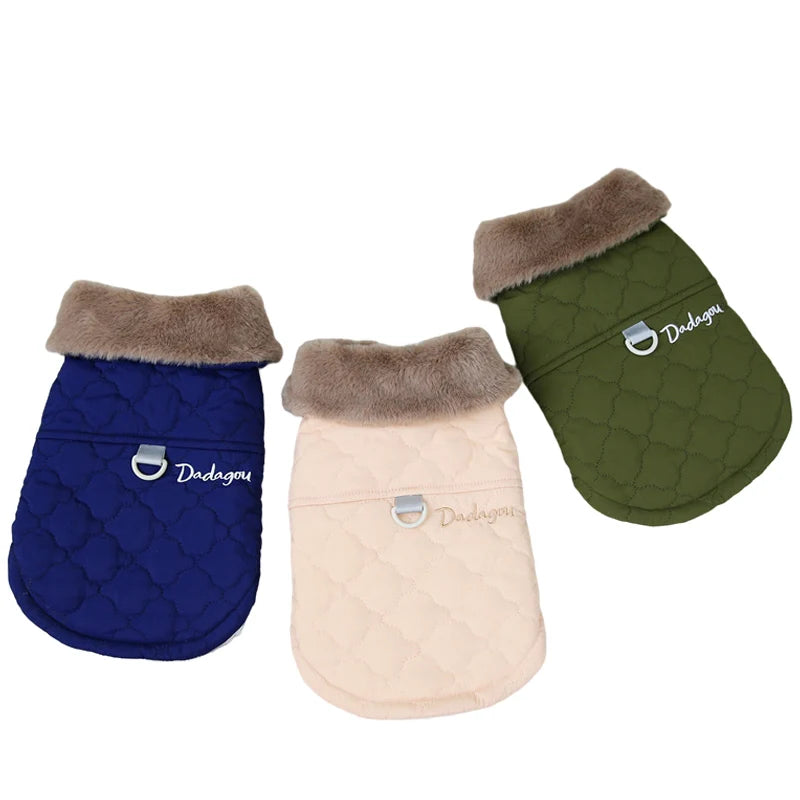 Waterproof Fur Collar Dog Jacket- Winter Warm Fleece Dog Clothes for Small Dogs Puppy-Pet Vest-Sizes S to XL- Costumes/Apparel