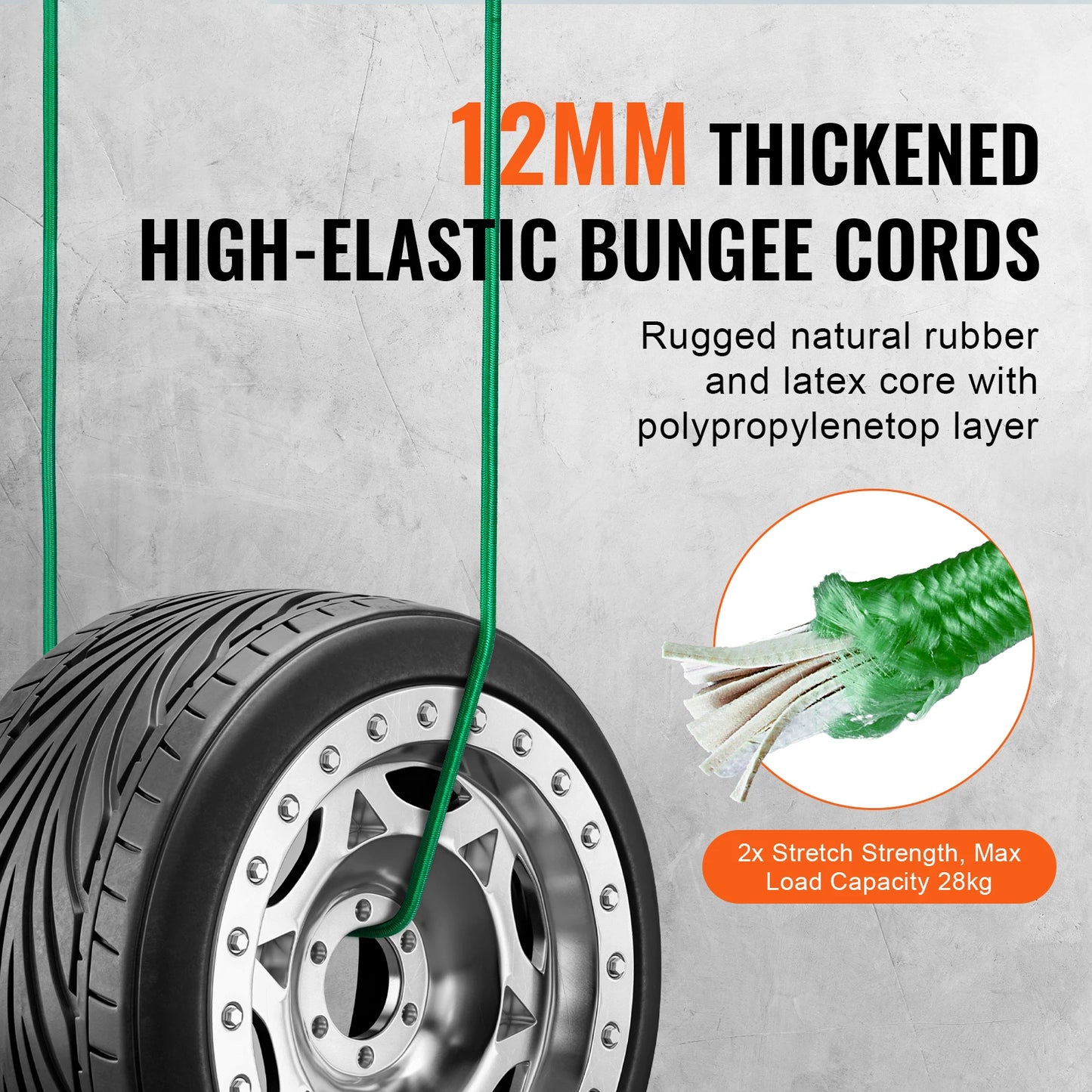 SucceBuy 32pcs Elastic Bungee Cords Straps- Assorted Lengths -Heavy Bungee Ropes for Bike Tents Camping RVs Trunks Luggage Racks