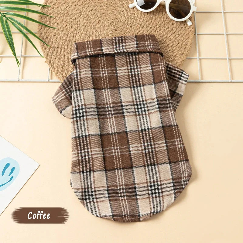 Plaid Pet Polo Shirt - Soft All-Season Holiday Outfit for Small Dogs-8 Colors-Costumes/Apparel