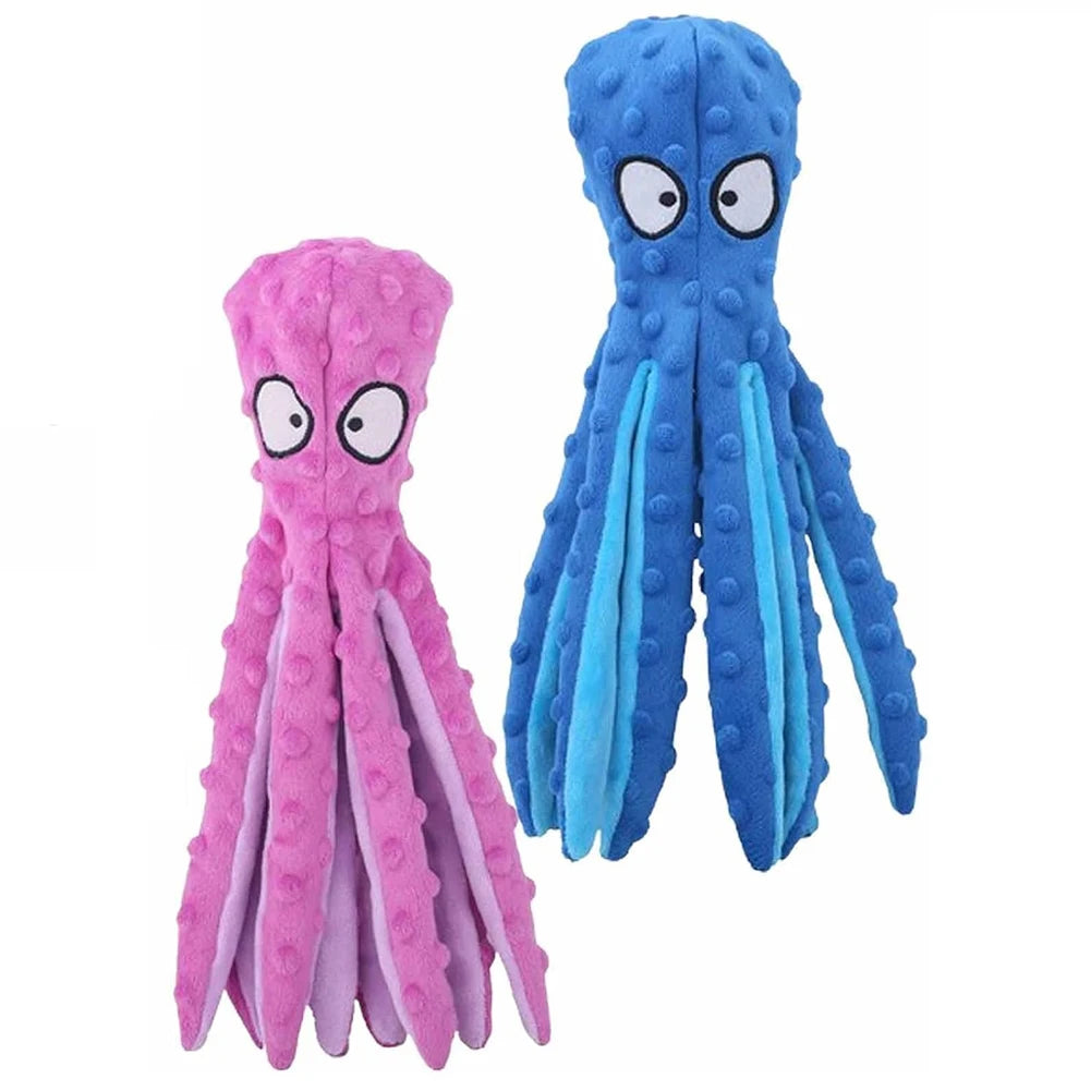 2 Pcs Octopus Dog Toy- No Stuffing Squeaky Plush Toy- Bite Resistant- Interactive Chew Toy for Small Medium Dogs-Dog Toys