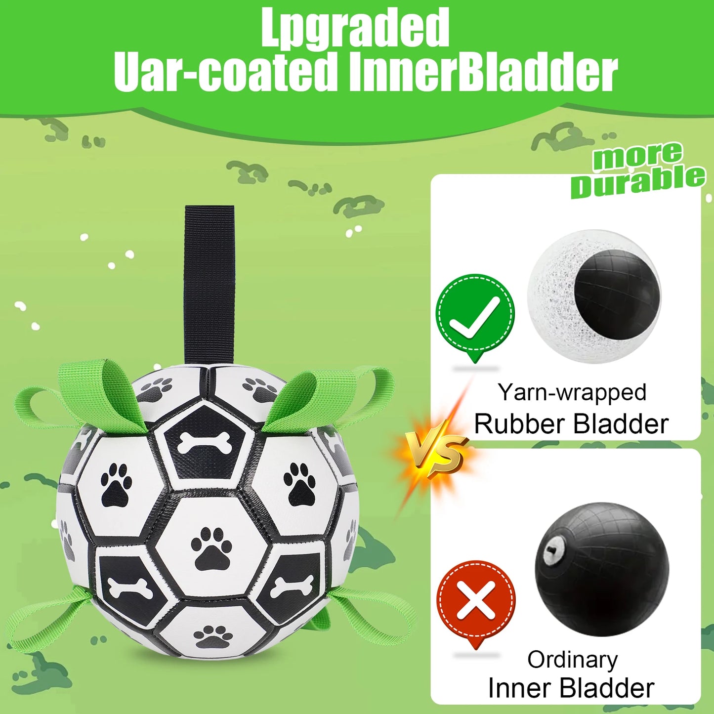 Dog Toys Soccer Ball with Straps- Interactive Toy for Tug of War- Durable- Dog Toys