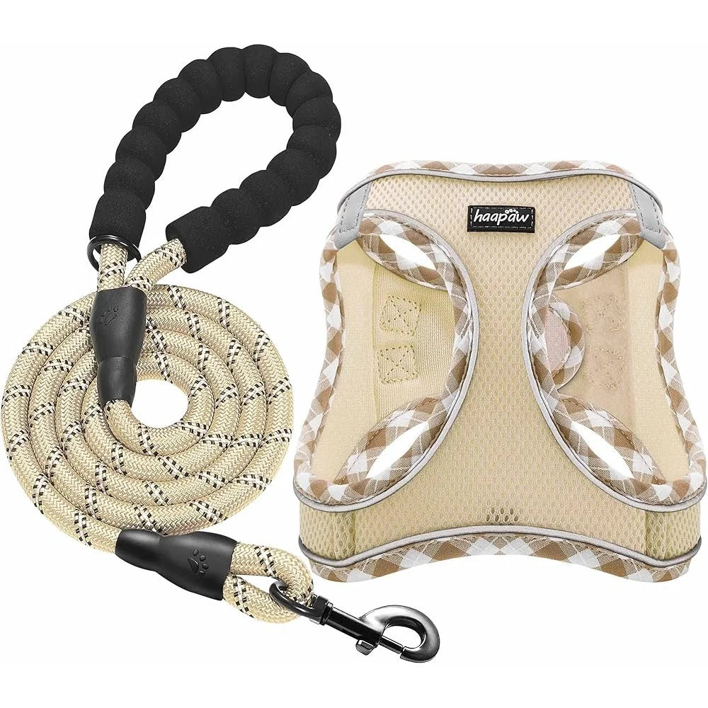 No Pull Dog Harness with Leash Set Adjustable Step-in Reflective Puppy Vest Durable Breathable Padded Extra Small Small