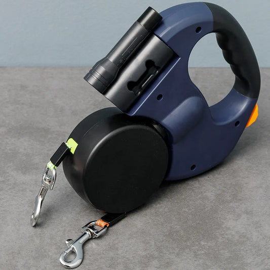 Double Headed Dog Leash Traction Rope with LED Light Dog - Retractable Dog Leash for Small Medium Dogs