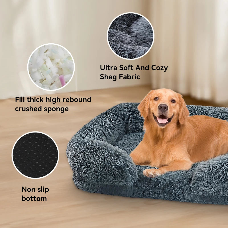 Thickened orthopedic dog bed for S M L XL dogs - egg sponge- easy to remove and wash plush cover- durable-Bed & Blankets