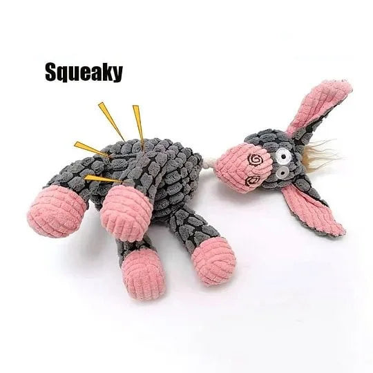 Plush Squeaky Dog/Puppy Chew Toys- Interactive- Teething Training Dog Toys- Cute Donkey Design-Dog Toys