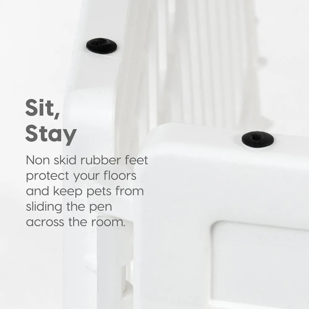 iris usa 24" 4-panel dog playpen with door, 35 x 35 x 24, puppy playpen, dog play pen indoors, pet fence, puppies/small dogs, wh