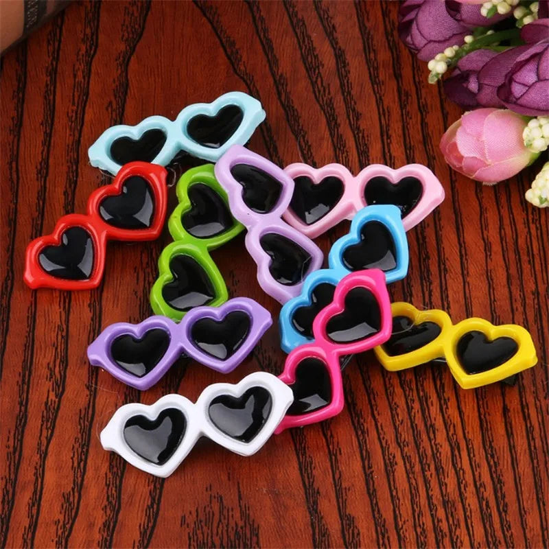 New Pet Lovely Heart Sunglasses- Hairpins Dog Bows Hair Clips for Puppy/Dogs-Pet Accessories