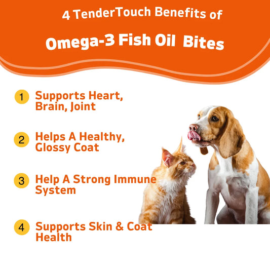 240 Chews - 2 Pack (2 x 180g/6.35oz) 360g/12.7oz - Omega 3 Fish Oil Supplement for Dogs/Cats-Pet Supplements