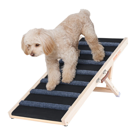 Dog Ramp- Folding Ladder- Anti-slip High Adjustable Wooden- Pet Ramp Removable for Small Dogs