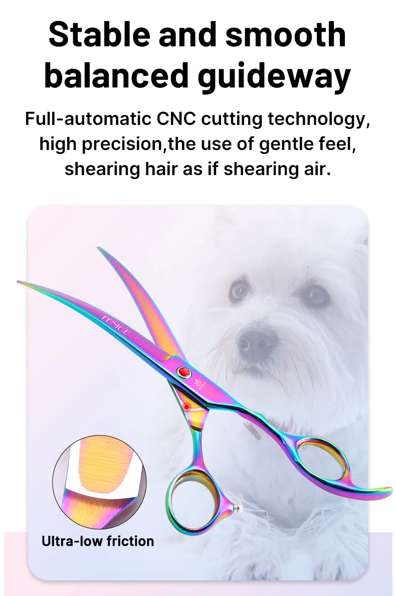Rainbow/Black Dog Grooming Scissors Set for Household Pet Owner-