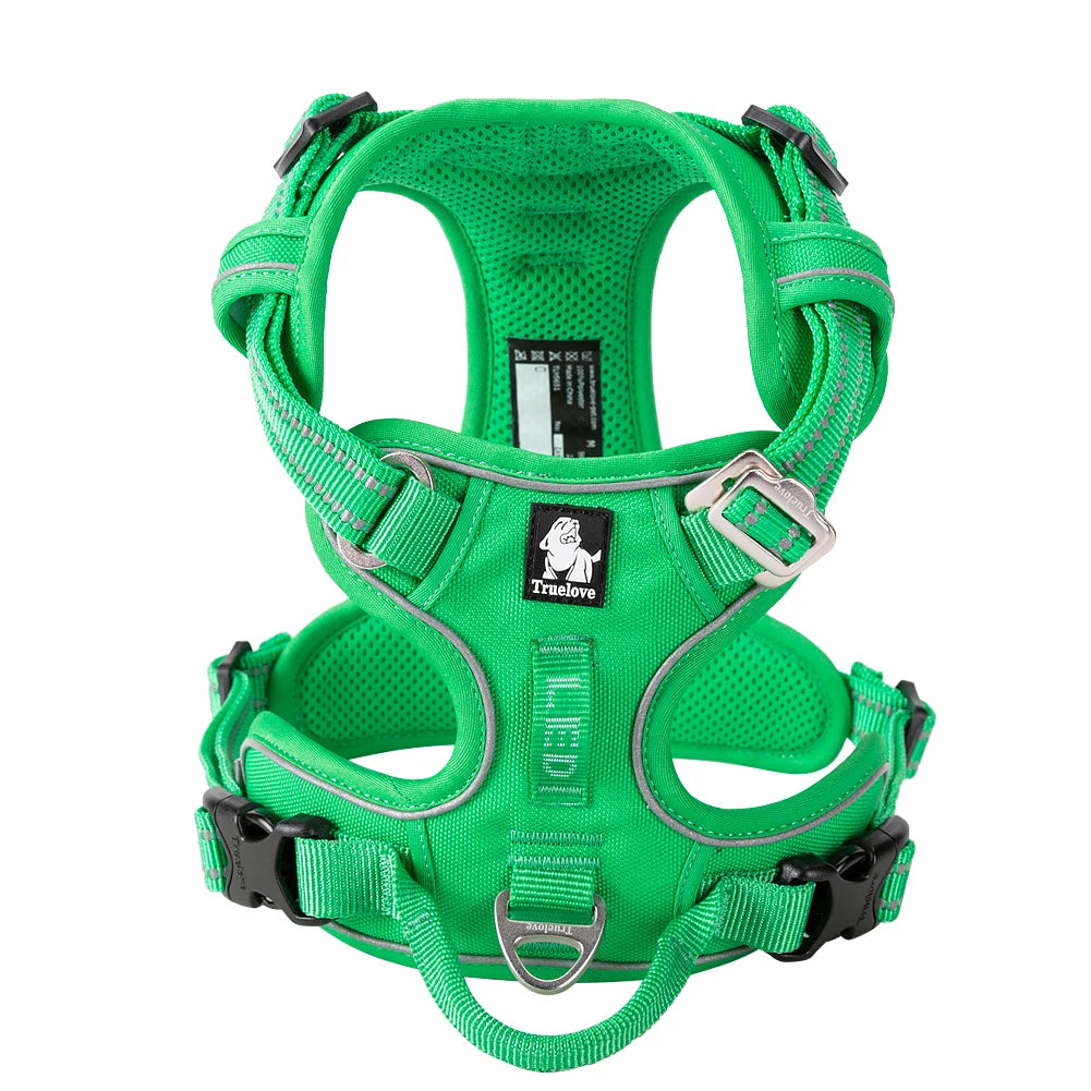 Truelove No Pull Dog Harness- Reflective- Breathable- Adjustable Training Vest-Sizes XS-XL Dogs- Night Walking-Collars/Leashes