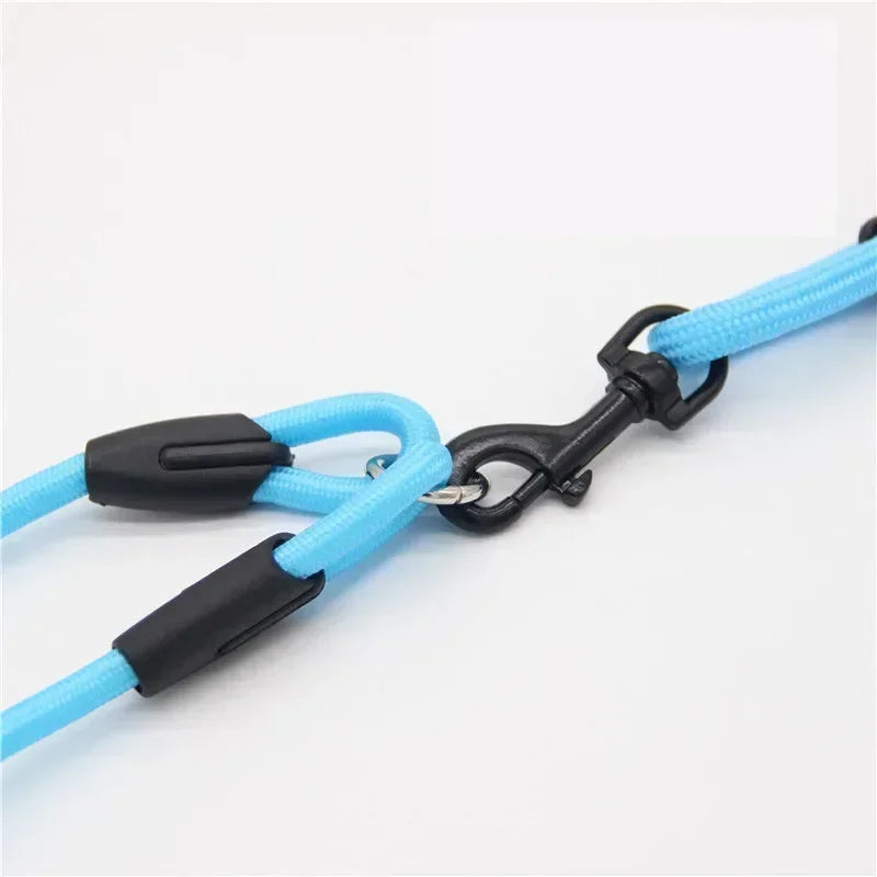 Double Leash Pet - 2 Ways Pet Nylon Dogs Lead -Double Twin Coupler Stuff Black