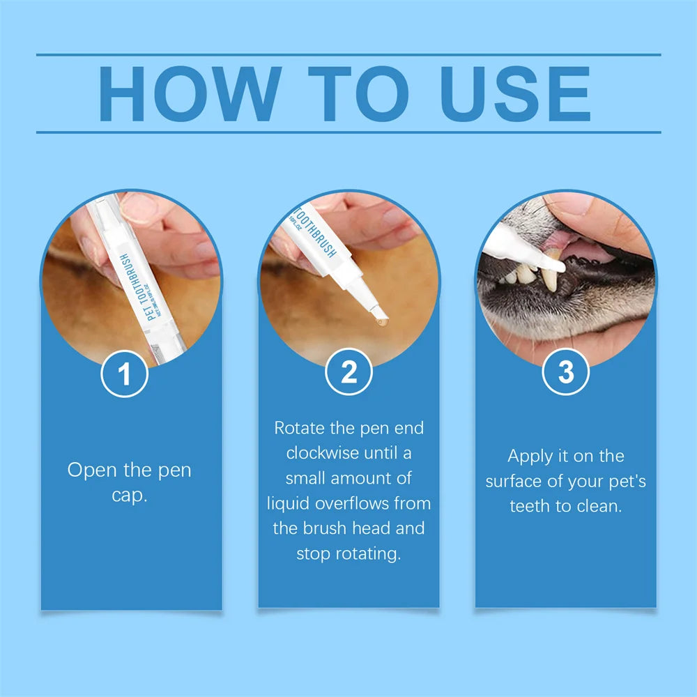 Dogs Teeth Cleaning Tools- Toothbrush Clean Kit- Tartar Remover- Teeth Stains Cleaning Pen