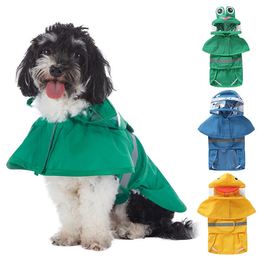 Fashionable Reflective Pet Dog Raincoat Cute Hooded Waterproof Poncho