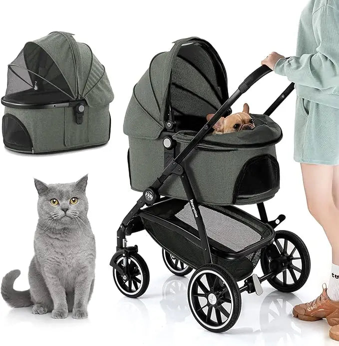 Pet Stroller 3 in 1 Dog Stroller for Small to Medium Size Dogs- Detachable Carrier