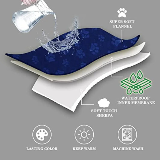 Waterproof Washable Sherpa Fleece Blanket for Small Dogs - Soft Plush Reversible Throw -Protector-Beds & Blankets