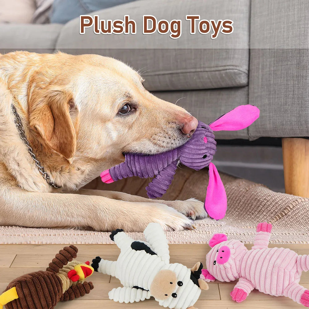 5 Pack Dog Toys- Plush Dog Squeaky Toys- Assortment Value -Bundle Animal Pet Toy for Small Medium Large Dogs-Dog Toys