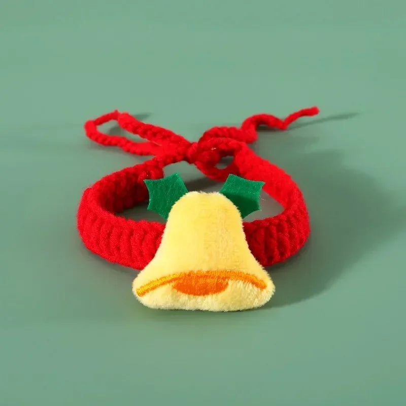 Cute Santa Claus Pattern Pet Bow Bell Collar for Dog Cats Accessories Supplies- Holiday Christmas Dog Collar