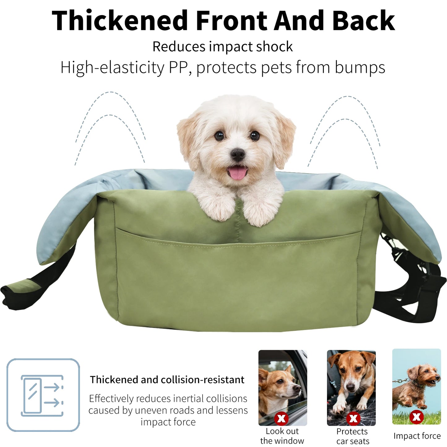 Dog Car Seat -Safe & Cozy Travel Bed/Carrier for Small Dogs, Puppies, Pets up to 22 lbs/10 KG, Clip-On Leash & Storage Pockets