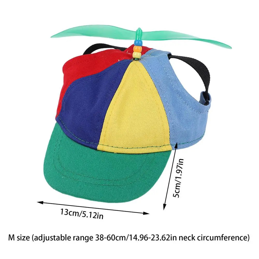 Colorful Pet Propeller Hat With Ear Holes -Sizez S to L-Sunproof Dogs Rainbow Helicopter Top Hat-Costumes/Apparel