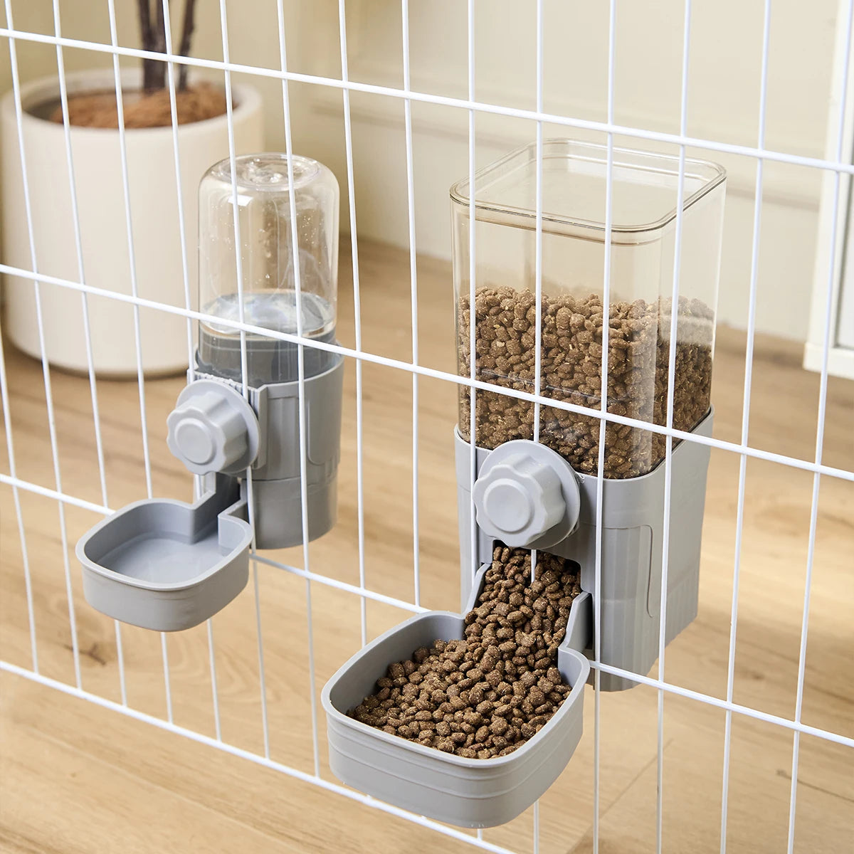 Automatic Pet Feeder/ Waterer Hanging Cage Bowls-Suitable for Small Puppy Dogs Food Container Dispenser Bowl-Pet Bowls/Feeding
