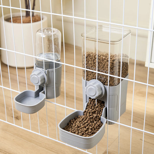 Automatic Pet Feeder/ Waterer Hanging Cage Bowls-Suitable for Small Puppy Dogs Food Container Dispenser Bowl-Pet Bowls/Feeding