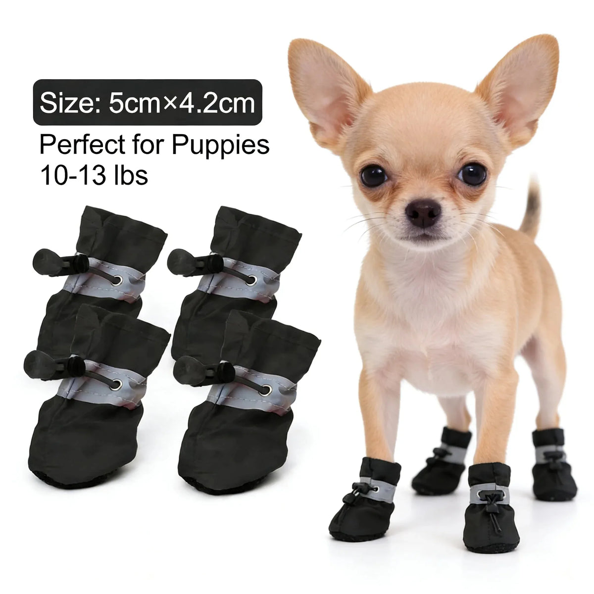 Small Dog Puppy Shoes- Waterproof- Anti Slip- Soft Sole- Boot Size 5x4.2cm for Small Dogs 10-13 lbs-Costume/Apparel