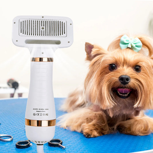 2 in 1 Portable Grooming Brush- Low Noise Dog Hair Dryer-  Hair Removal Comb- Dust-Proof- for Small Medium Dogs