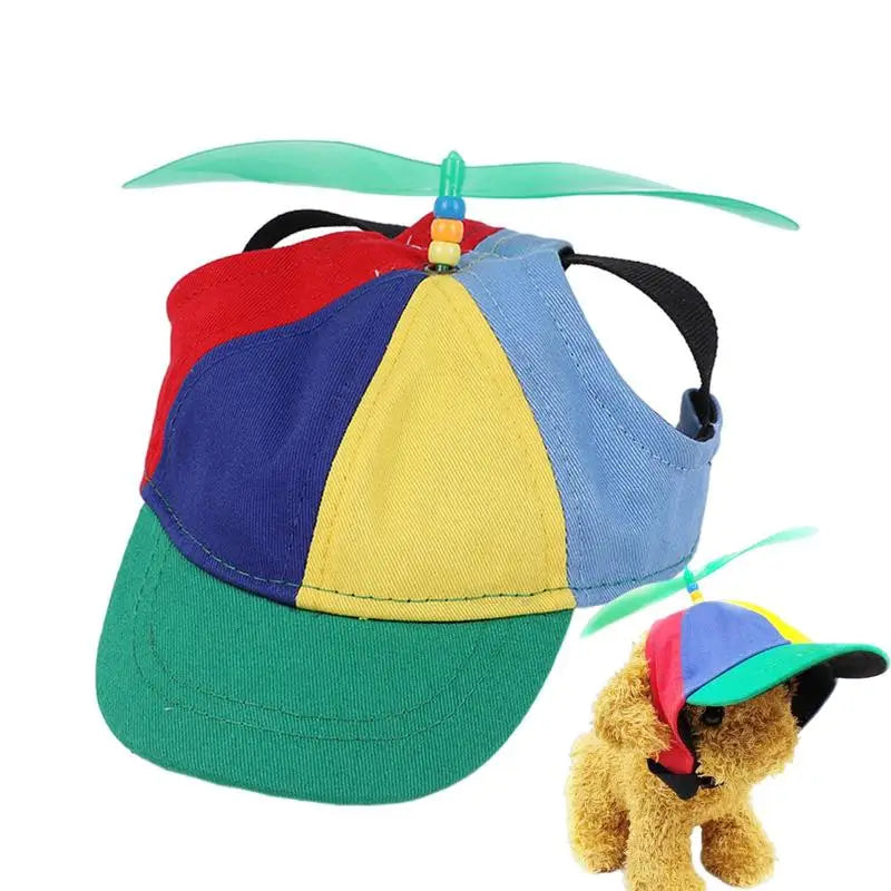 Colorful Pet Propeller Hat With Ear Holes -Sizez S to L-Sunproof Dogs Rainbow Helicopter Top Hat-Costumes/Apparel