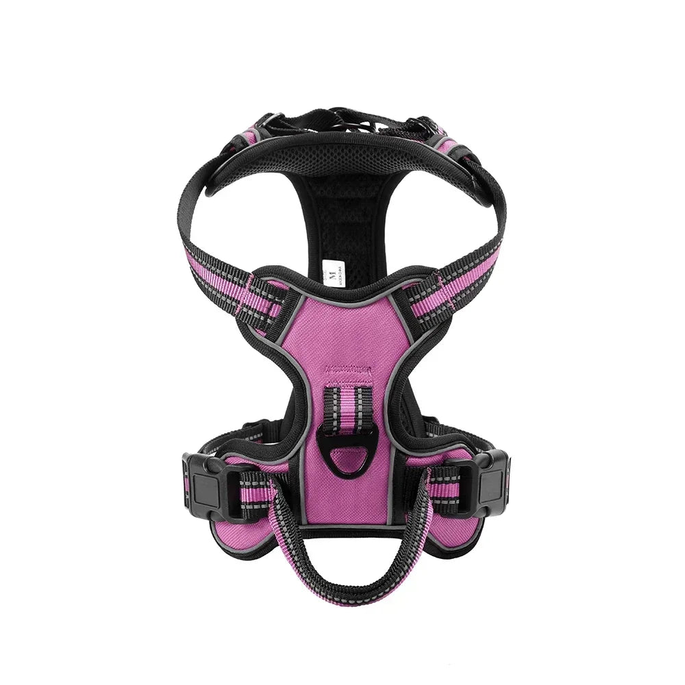 Adjustable Nylon Dog Harness Vest- Reflective Soft Breathable No Pull Dog Harness- Sizes S to XL-Collars/Leashes