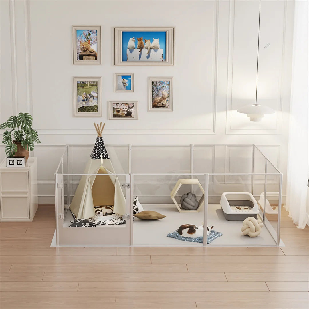 Ex-Large Clear Acrylic Dog Playpen- Waterproof-Exercise Playpen-Whelping Pad- Crate