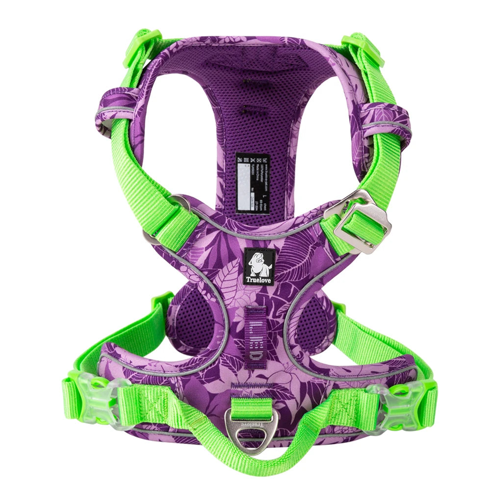 Truelove No Pull Dog Harness- Reflective- Breathable- Adjustable Training Vest-Sizes XS-XL Dogs- Night Walking-Collars/Leashes