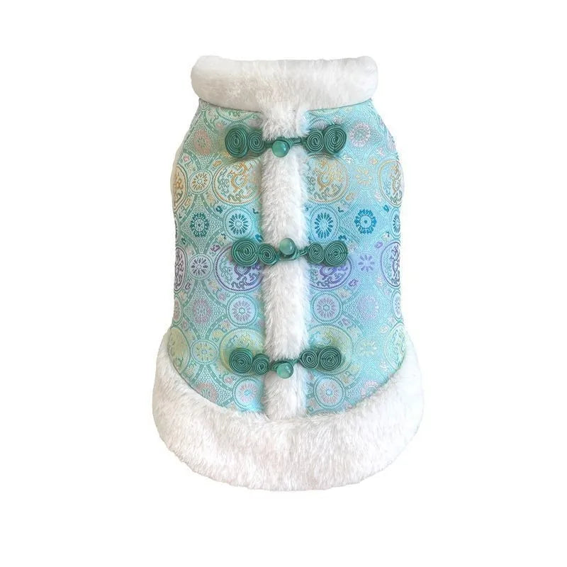 Dog Fur Collar Vest Chinese Style Clothing-sizes S to 2XL-Costumes/Apparel