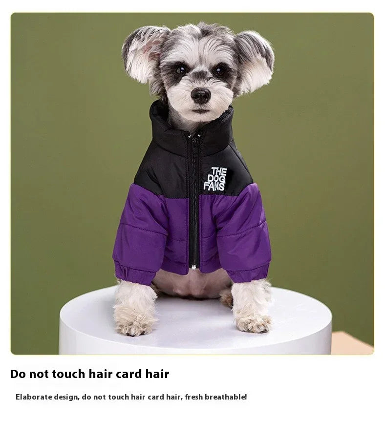 Fashion Dog Coat-Trendy Embroidered Dog Autumn and Winter Cotton Clothing-Thickened Warm Down Clothing-Size M