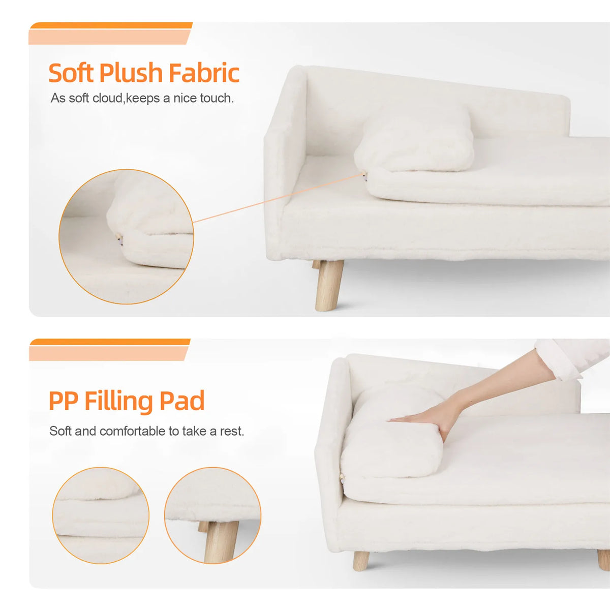 Waterproof Pet Sofa Bed-Raised Chair Lounger -Plush Cover Cushion with Pillow-Beds & Blankets