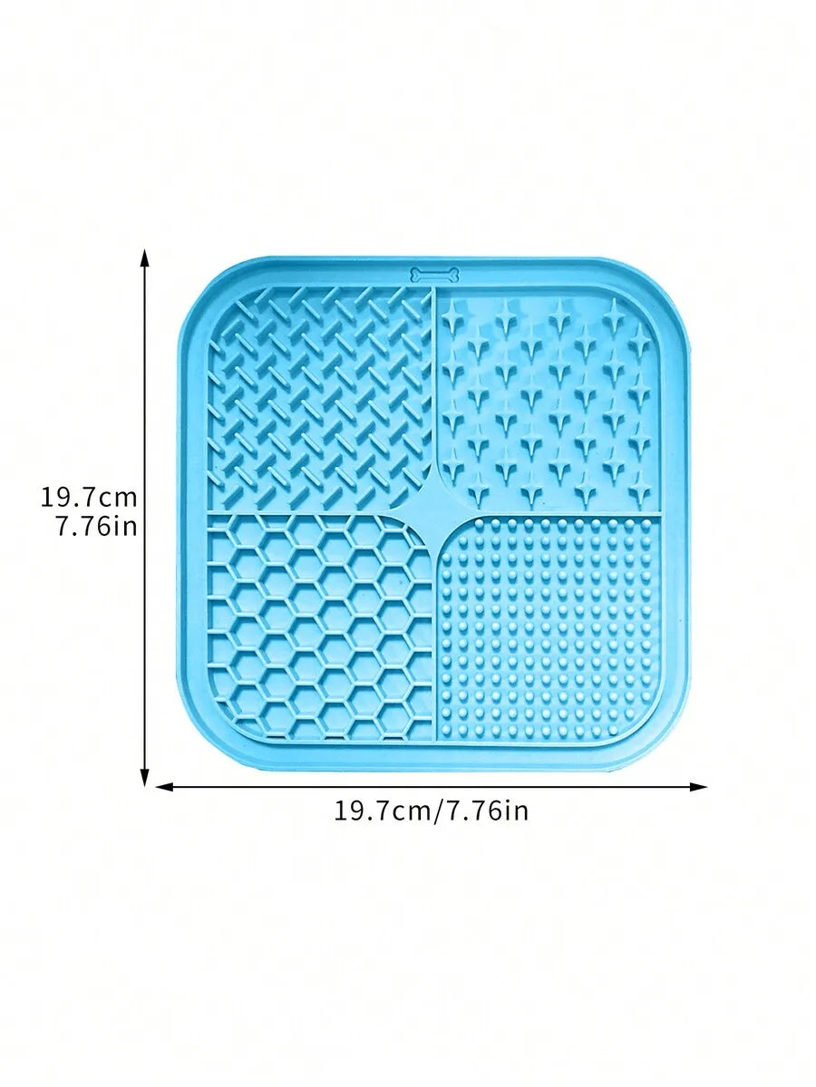 1pc Silicone Pet Slow Food Bowl Mat-For Dogs or Cats- Anti-Choking- Licking Pad With Suction Cup Design-Pet Bowls/Feeding