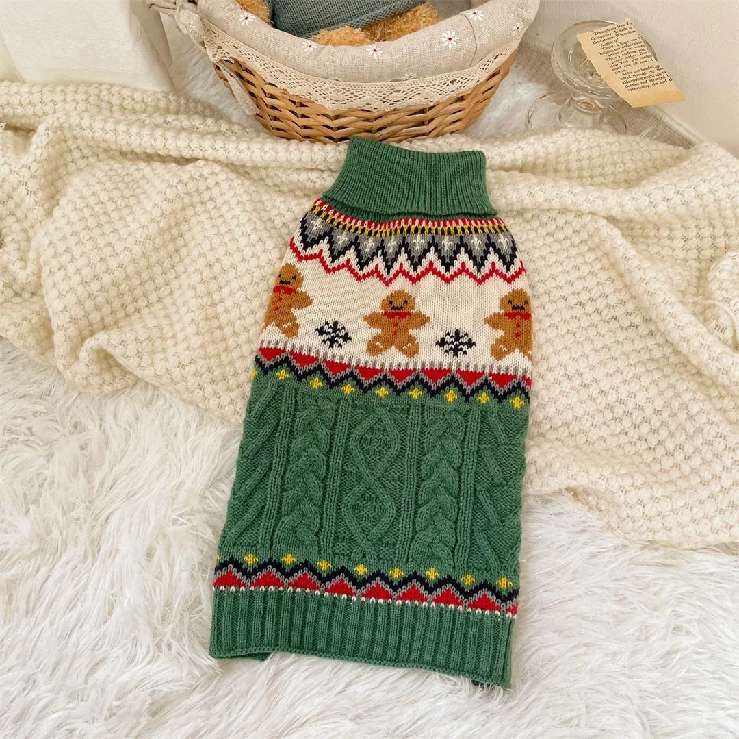 Warm Autumn and Winter Pet Clothes -Small Dog Sweaters -Korean Pink Green Knitted Sweater -Simple Fabric -Soft -Comfortable