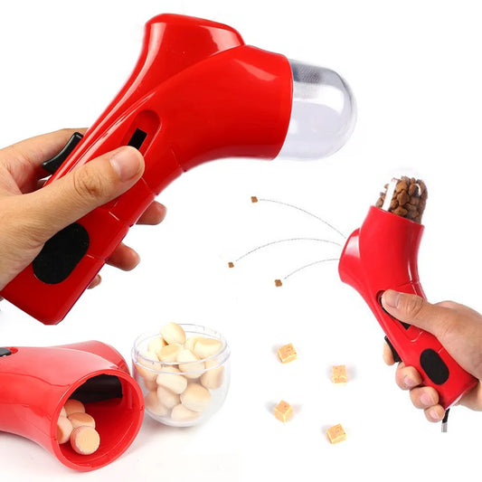 Portable Interactive Treat Dispenser Launcher Gun- Pet Treat Launcher- Pet Snack Catapult Launcher for Dog Cat Exercise Training