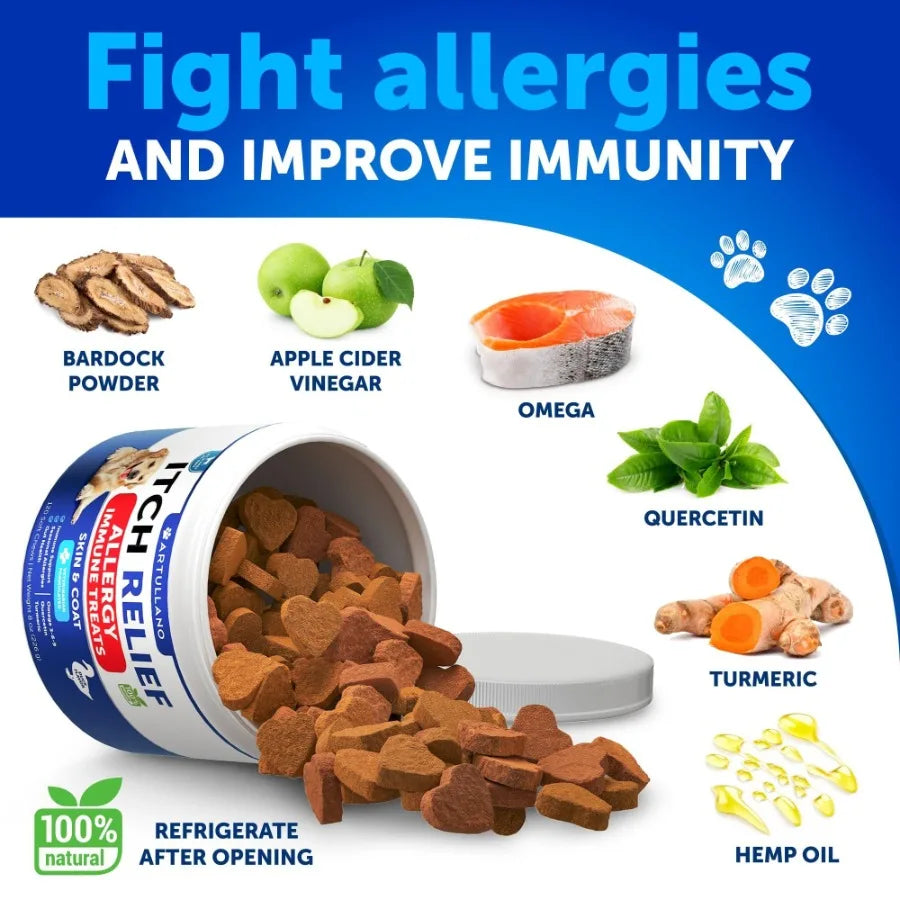 Dog Allergy Relief Chews Itching Skin Relief for Dogs Fish Oil Omega 3 Seasonal Allergies Pills Skin Coat Anti Itch Hot Spots