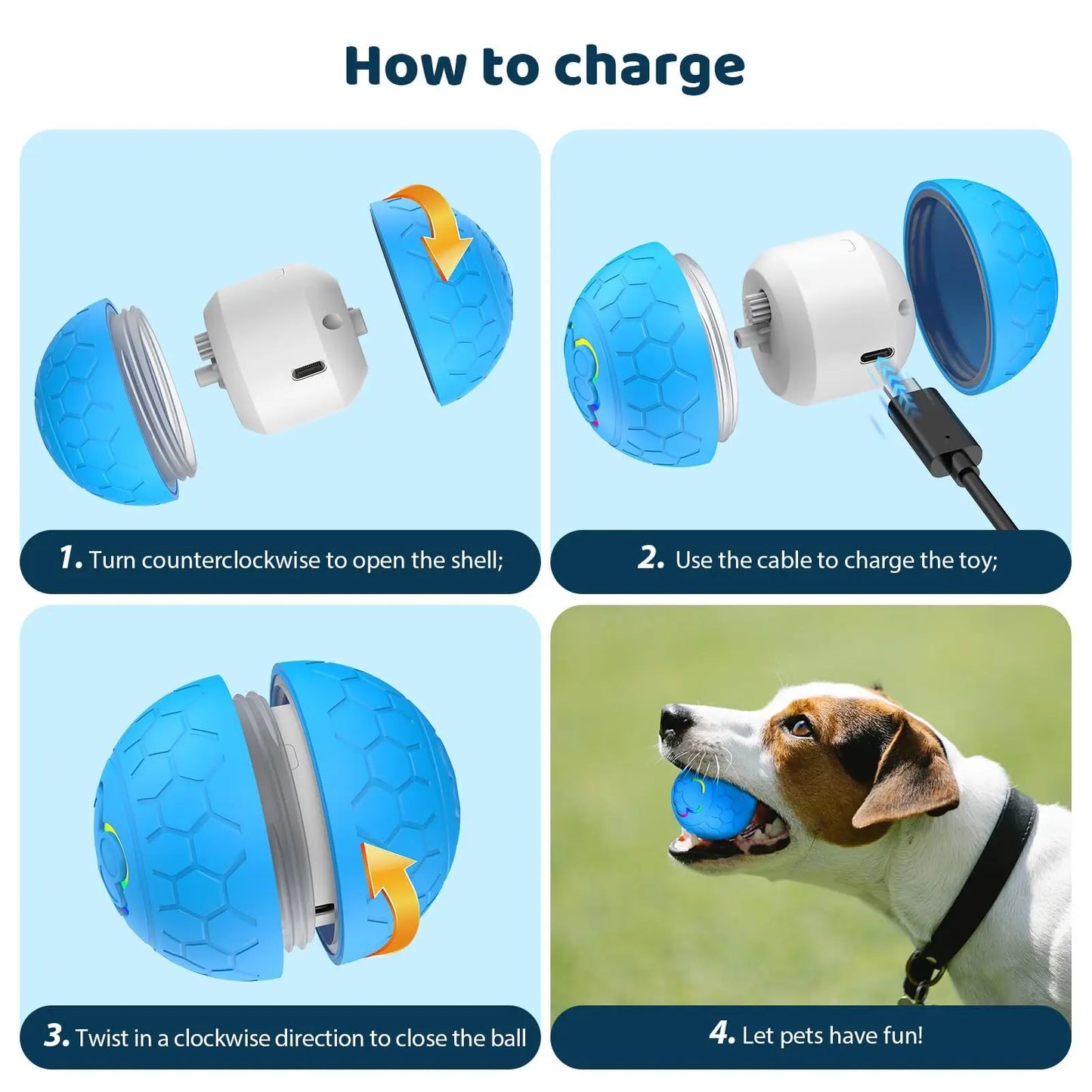 Smart Dog Ball Toy- Electronic Interactive Toy-USB Automatic Bouncing Rolling Toy Ball With RGB Lights-Dog Toys