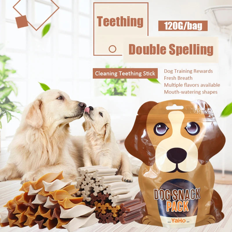 Dog Snacks- Teething Stick- 120g Mixed Flavor -Tooth Cleaning Bone- Fresh Breath- Adult Dogs- Puppy Training -Reward-Pet Bowls/Feeding
