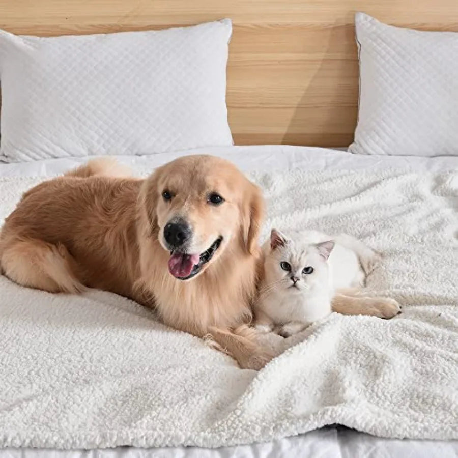 Waterproof Washable Sherpa Fleece Blanket for Small Dogs - Soft Plush Reversible Throw -Protector-Beds & Blankets