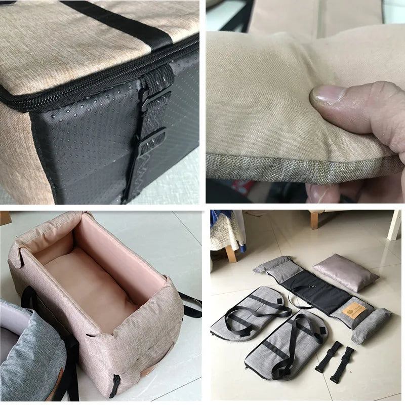 Dog Gray Car Seat-Central Car Seat-Portable Carrier for Small Dogs-Pet Car Seat